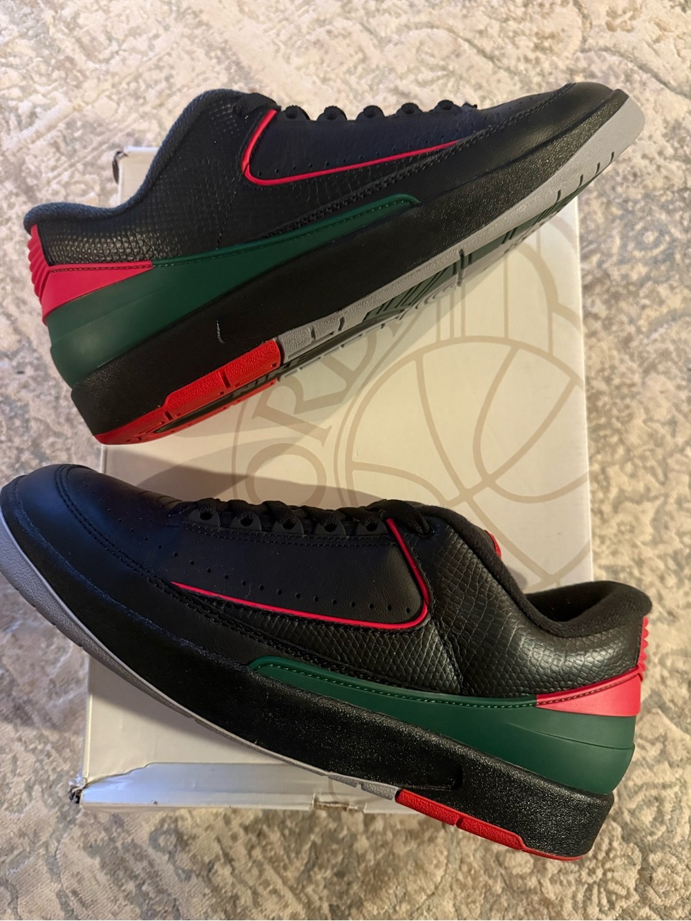 Jordan 2 Retro Christmas- Men’s Black/Green/Red Low-Top Sneakers